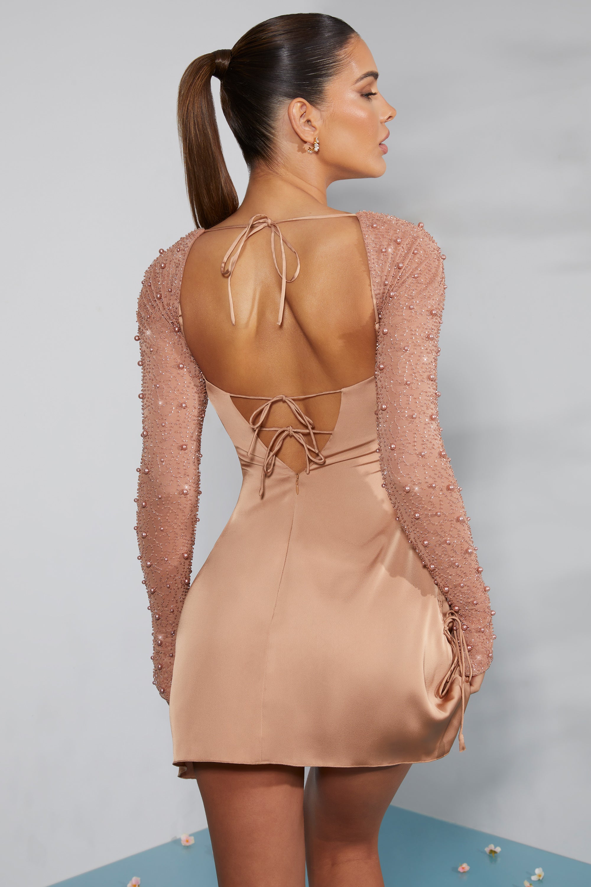Oh Polly Beige Dress Cross-Neck A-Line Mini Dress In Ivory Plus Cup Oh Polly Oh Polly Beige Dress Cross-Neck A-Line Mini Dress In Ivory Plus Cup Oh Polly
