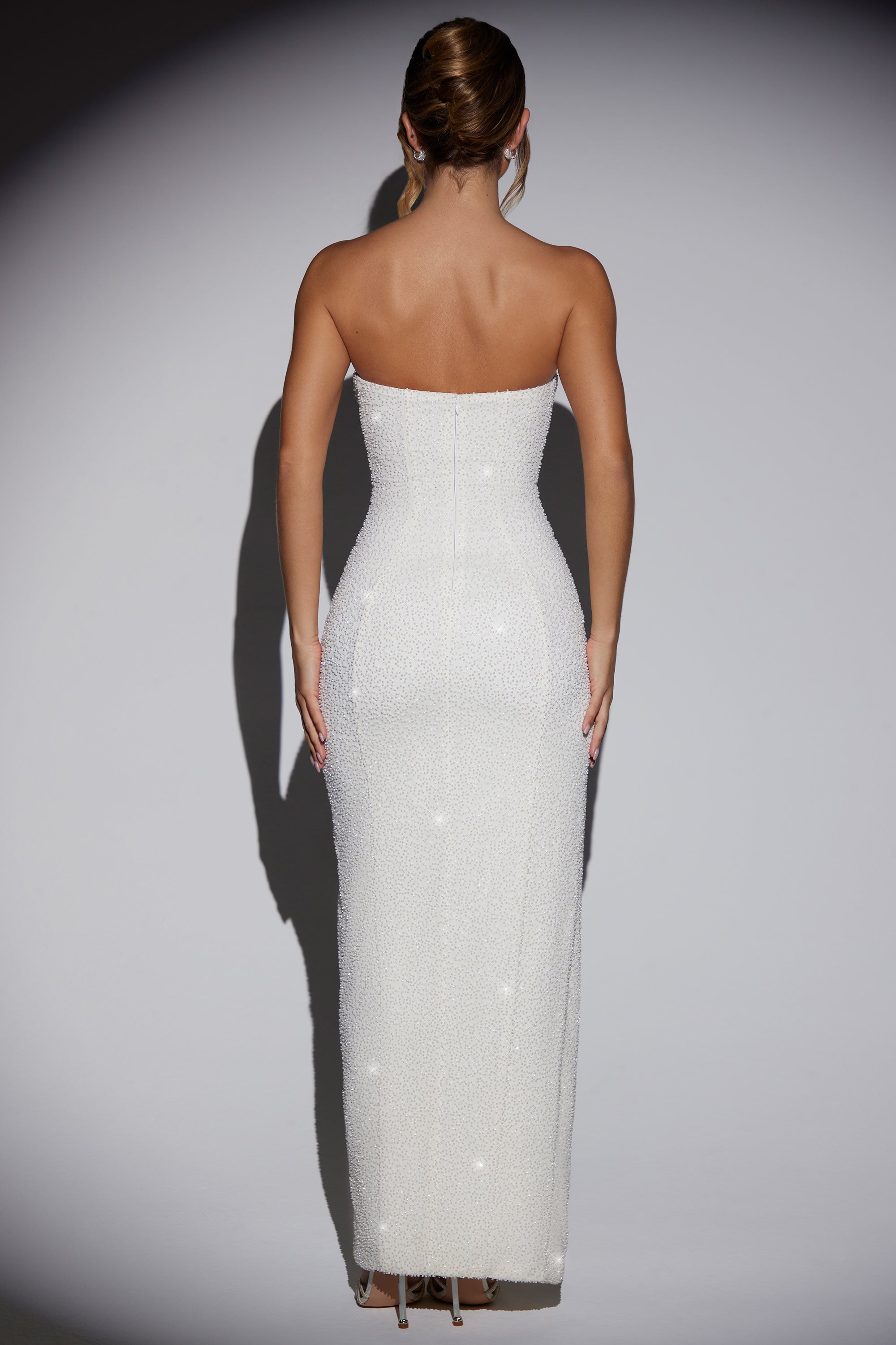 la rochette embellished bandeau cowl neck maxi dress in ivory Oh Polly Embellished Bandeau Cowl Neck Maxi Dress in Mint