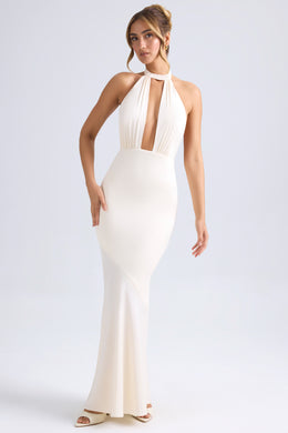 Halterneck Fishtail Gown in Ivory
