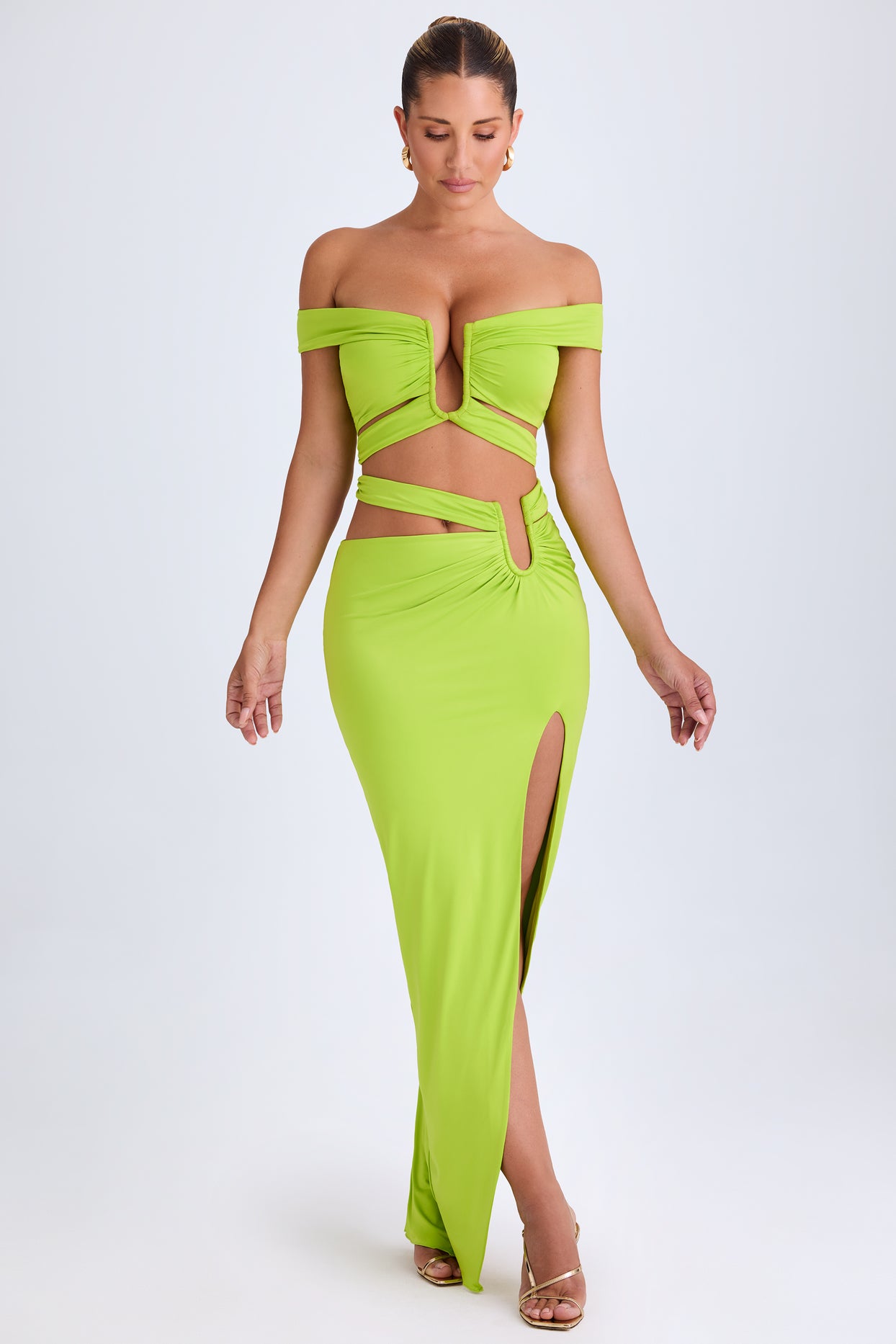Urara Asymmetric Cut-Out Maxi Skirt in Lime Green | Oh Polly Urara Asymmetric Cut-Out Maxi Skirt in Lime Green | Oh Polly