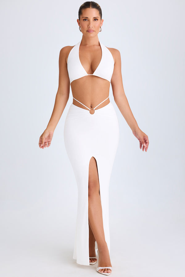 Hardware-Detail Mid-Rise Maxi Skirt in White - 1