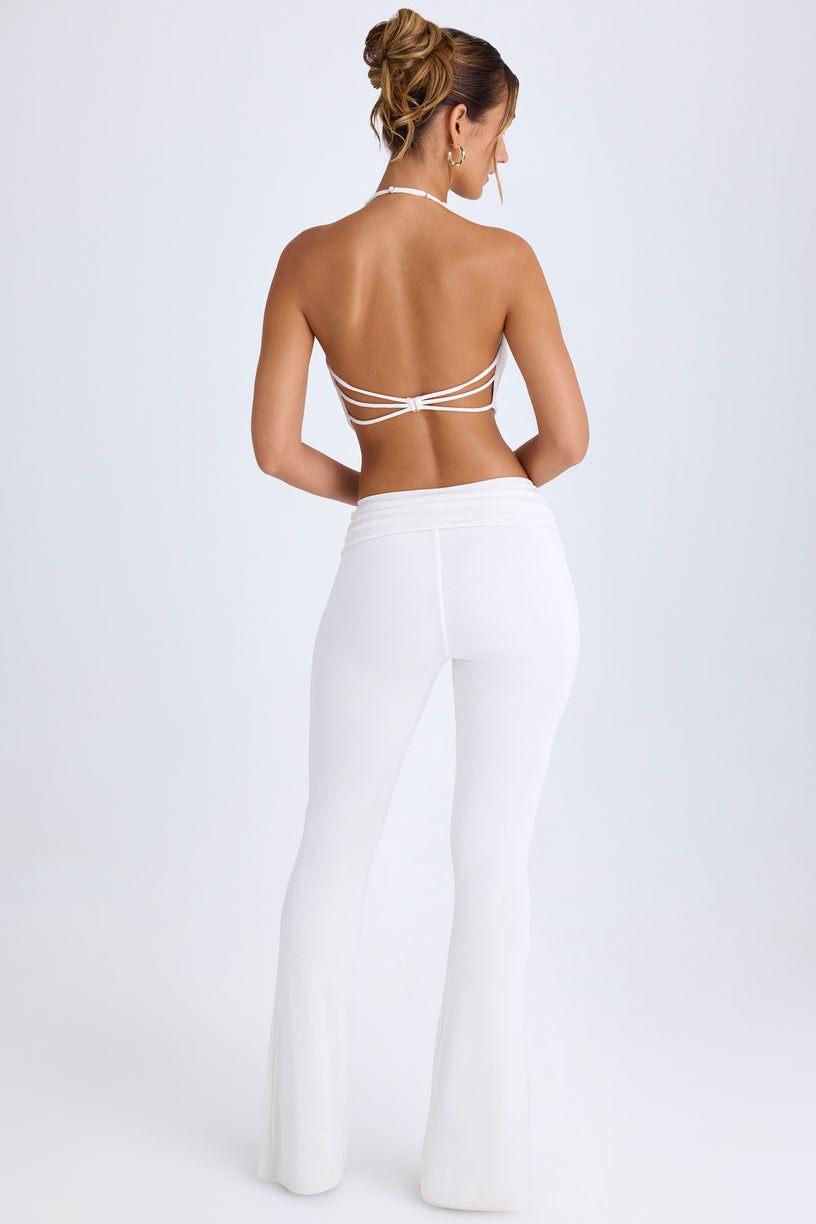 Petite Ruched Mid-Rise Trousers in White - 2