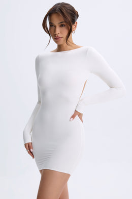 Open-Back Bodycon Mini Dress in White