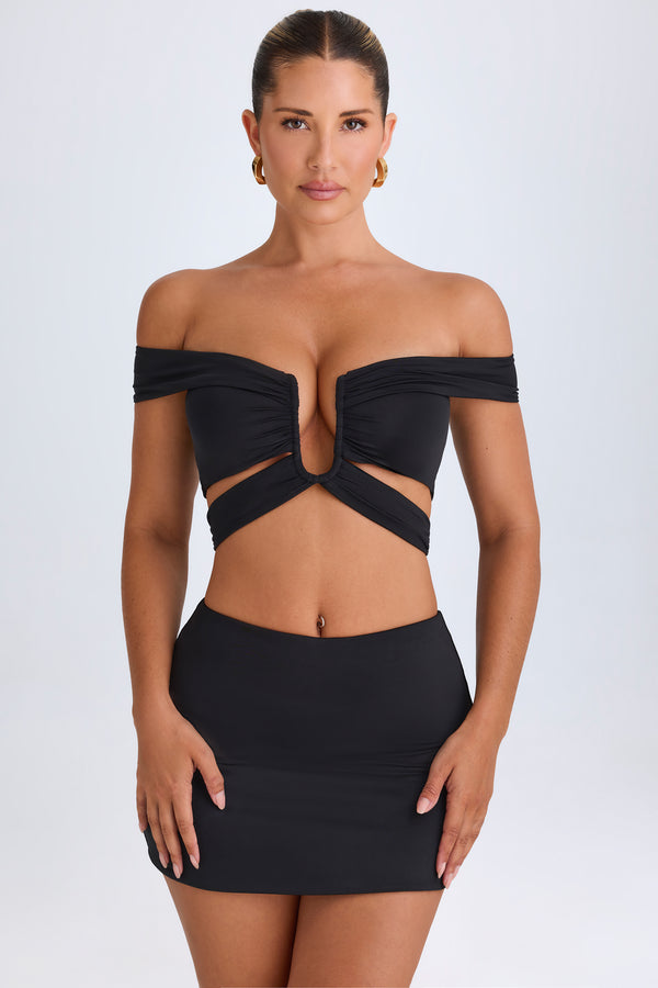 Mid-Rise Micro Mini Skirt in Black - 1