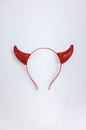 Devil Horns Headband in Fire Red