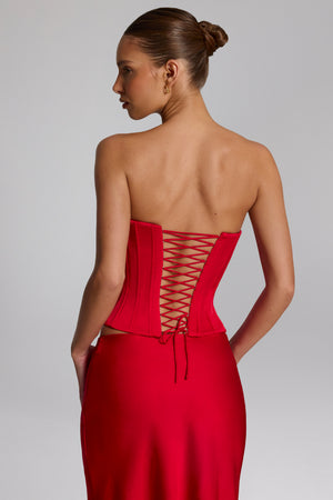 Araminta Full-Length Lace-Up Corset Top in Fire Red | Oh Polly Araminta Full-Length Lace-Up Corset Top in Fire Red | Oh Polly