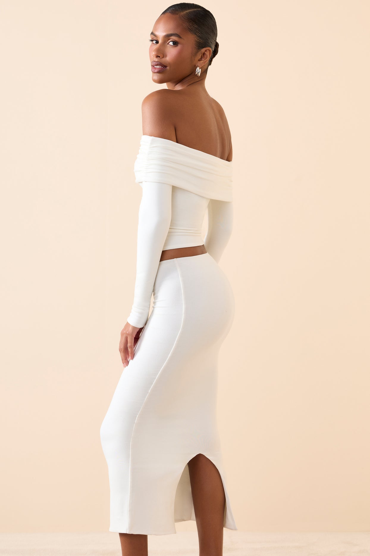 Modal Mid-Rise Midaxi Skirt in White - 3
