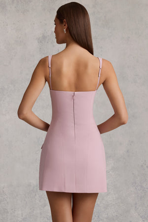 Zarina Cut-Out Structured A-Line Mini Dress in Mauve | Oh Polly Zarina Cut-Out Structured A-Line Mini Dress in Mauve | Oh Polly