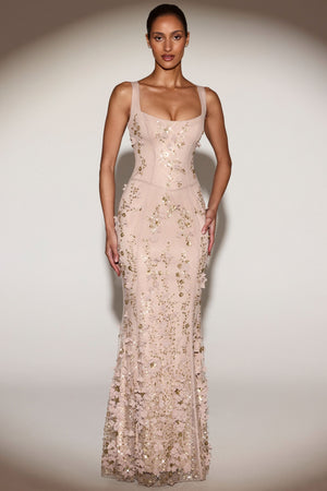 Vasanta Embellished Fishtail Corset Gown in Gold | Oh Polly Vasanta Embellished Fishtail Corset Gown in Gold | Oh Polly