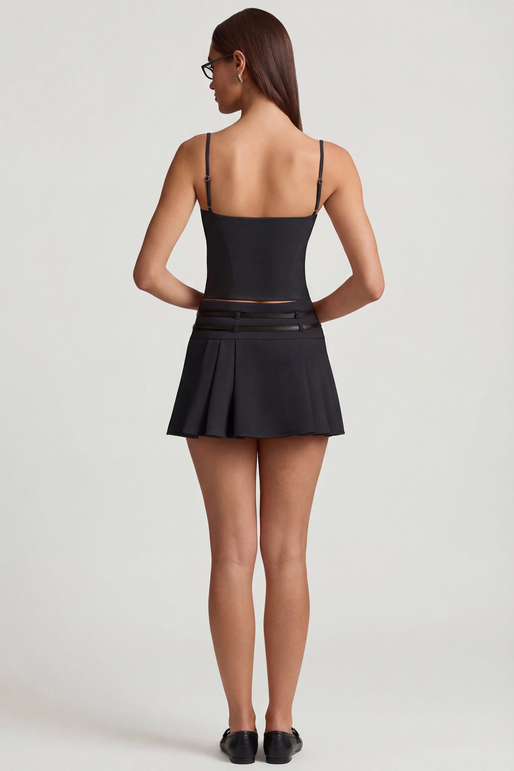 Cut-Top Camisole Top in Black