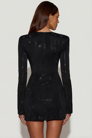 Nevina Embellished Asymmetric Bodycon Mini Dress in Black | Oh Polly Nevina Embellished Asymmetric Bodycon Mini Dress in Black | Oh Polly