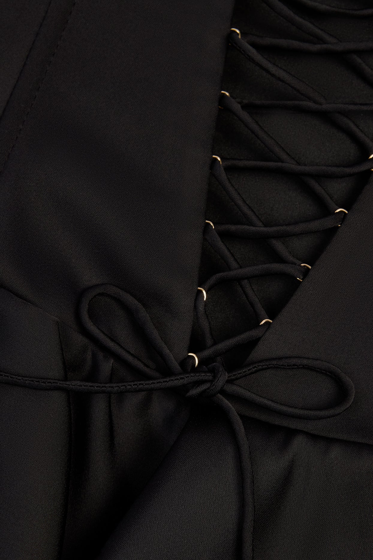 Ruffled Lace-Up Corset Playsuit in Black - 9