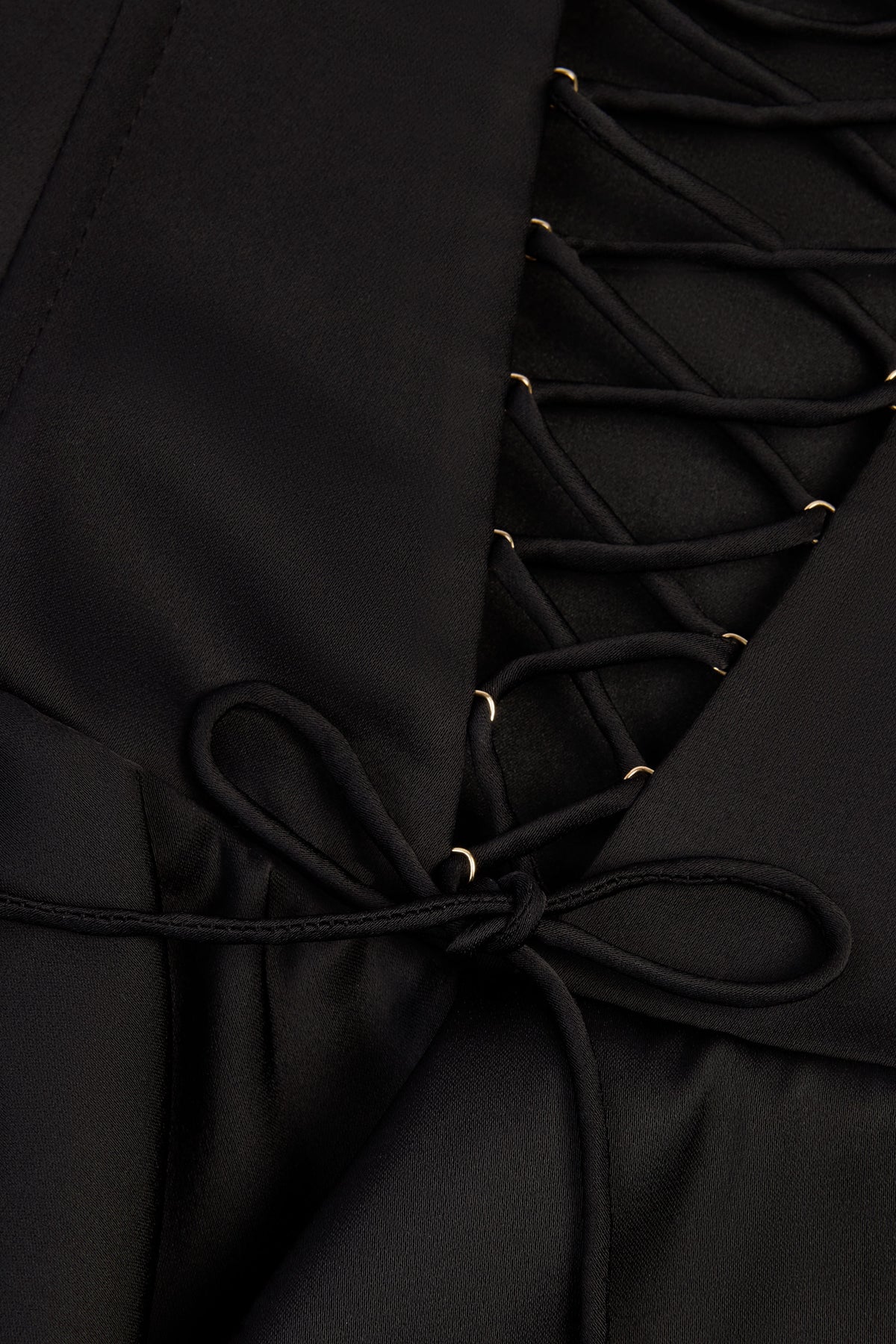 Ruffled Lace-Up Corset Playsuit in Black