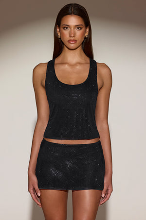 Embellished Racerback Top in Black