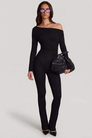 Oh Polly's Roberta wearing the Erisen Regular Jumpsuit in Black Modal fabric perfect for weekend brunch