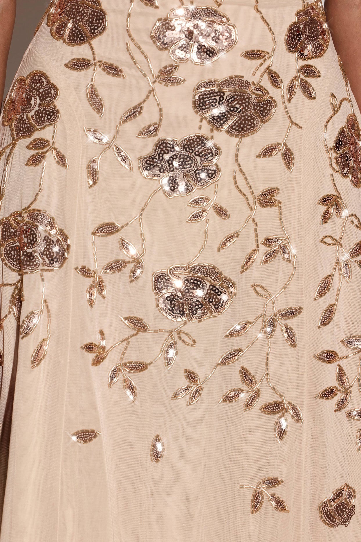 Embellished Soft-Scoop Asymmetric Midaxi Dress in Gold - 7