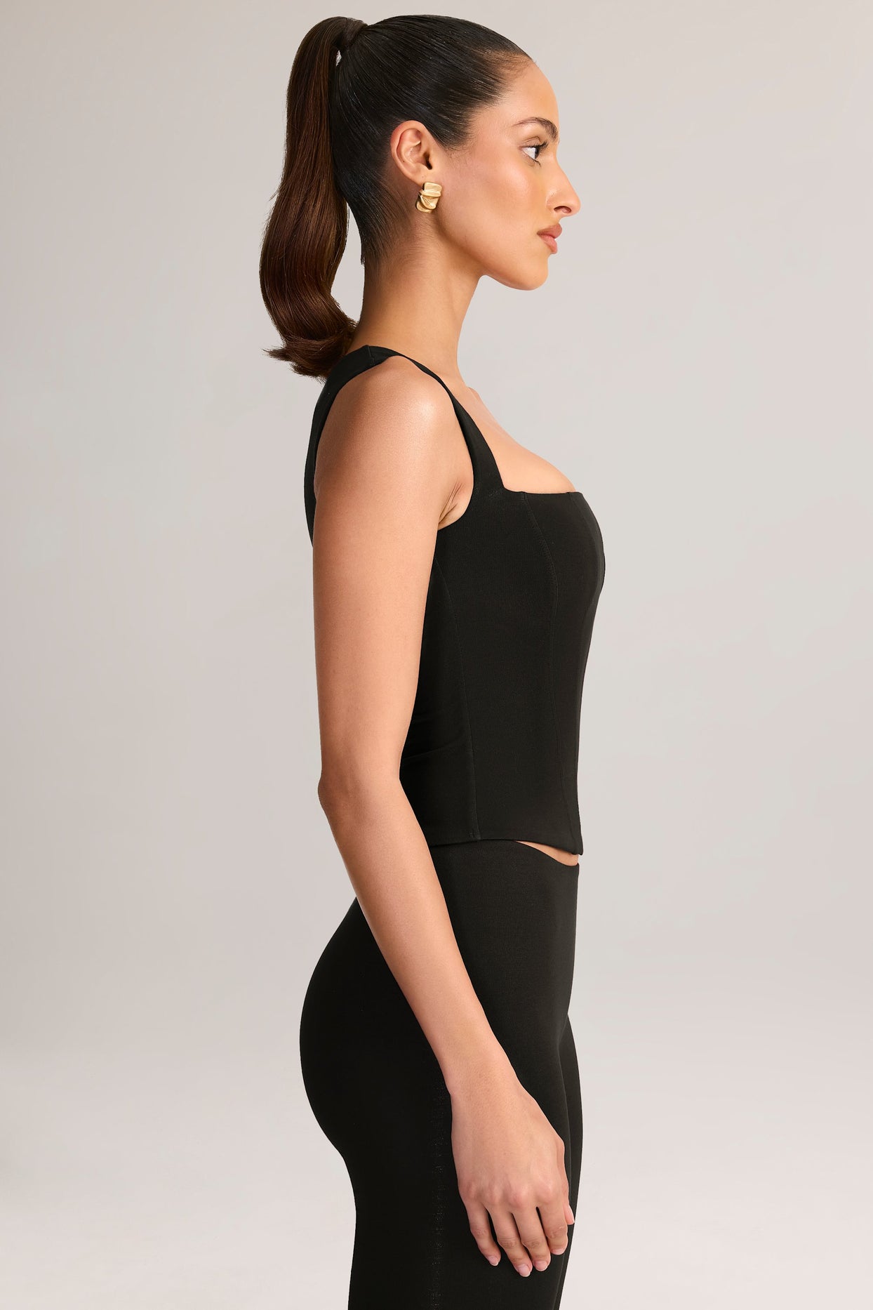Modal Square-Neck Top in Black - 4