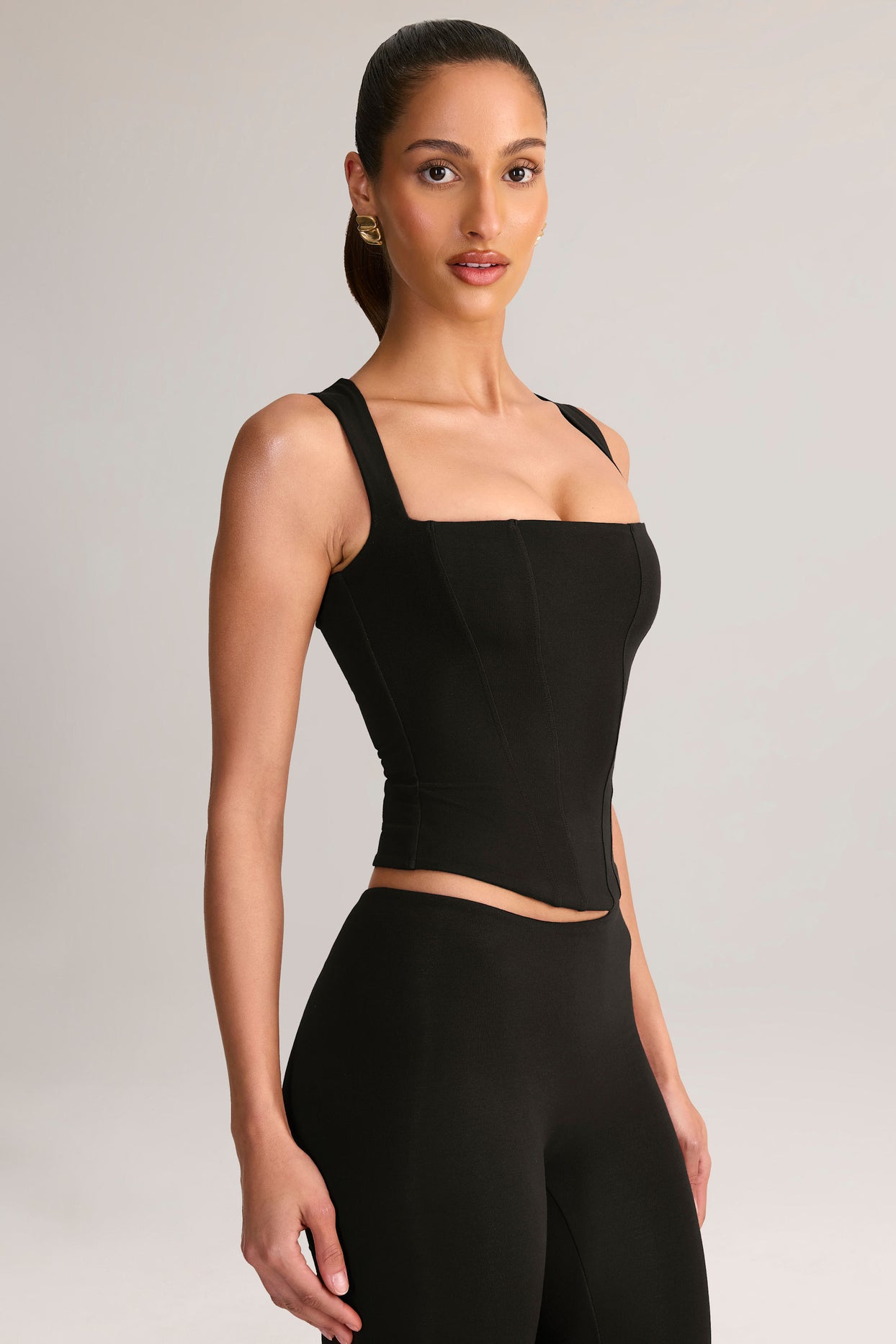 Modal Square-Neck Top in Black - 8
