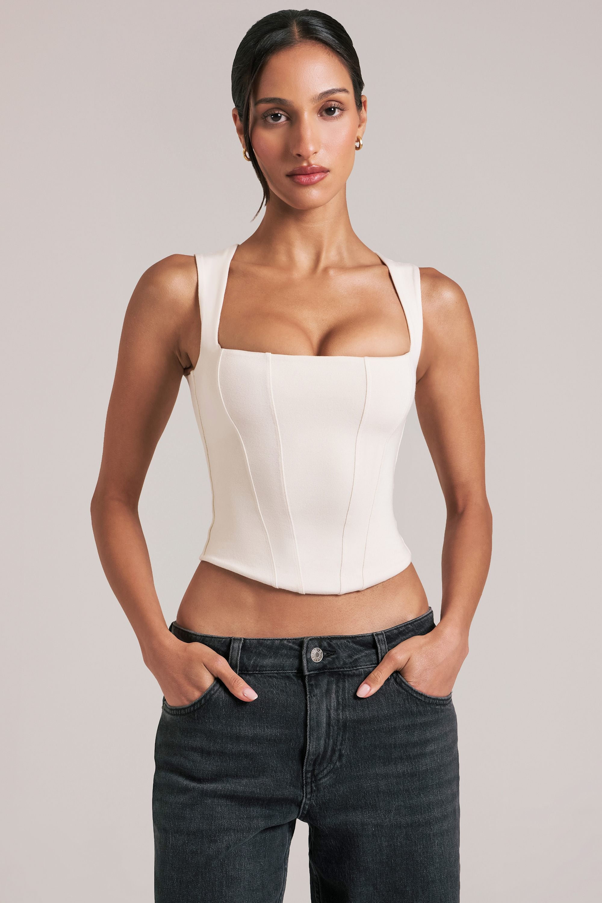 Modal Square-Neck Top in Ivory - 1