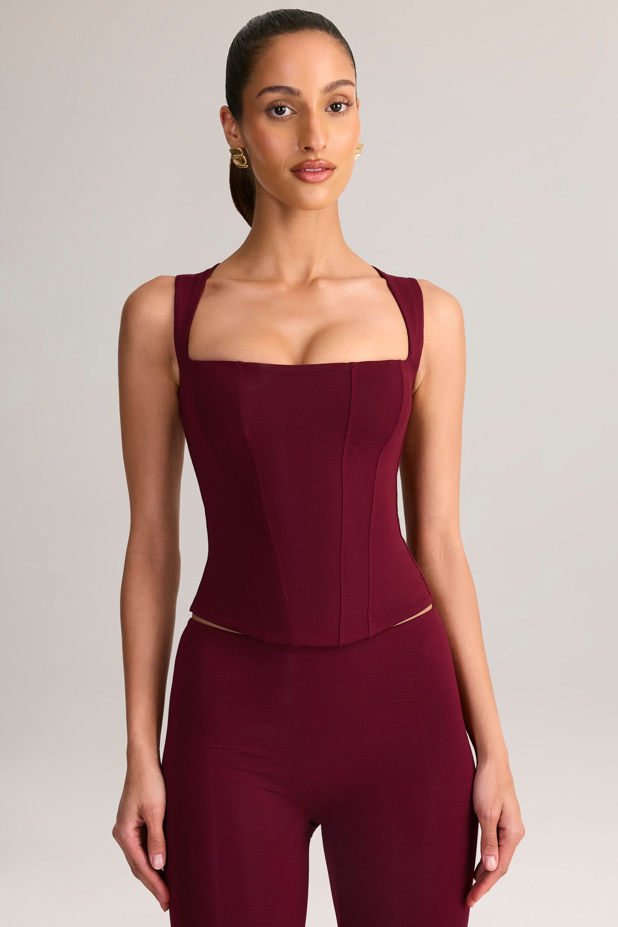 Modal Square-Neck Top in Wine - 6