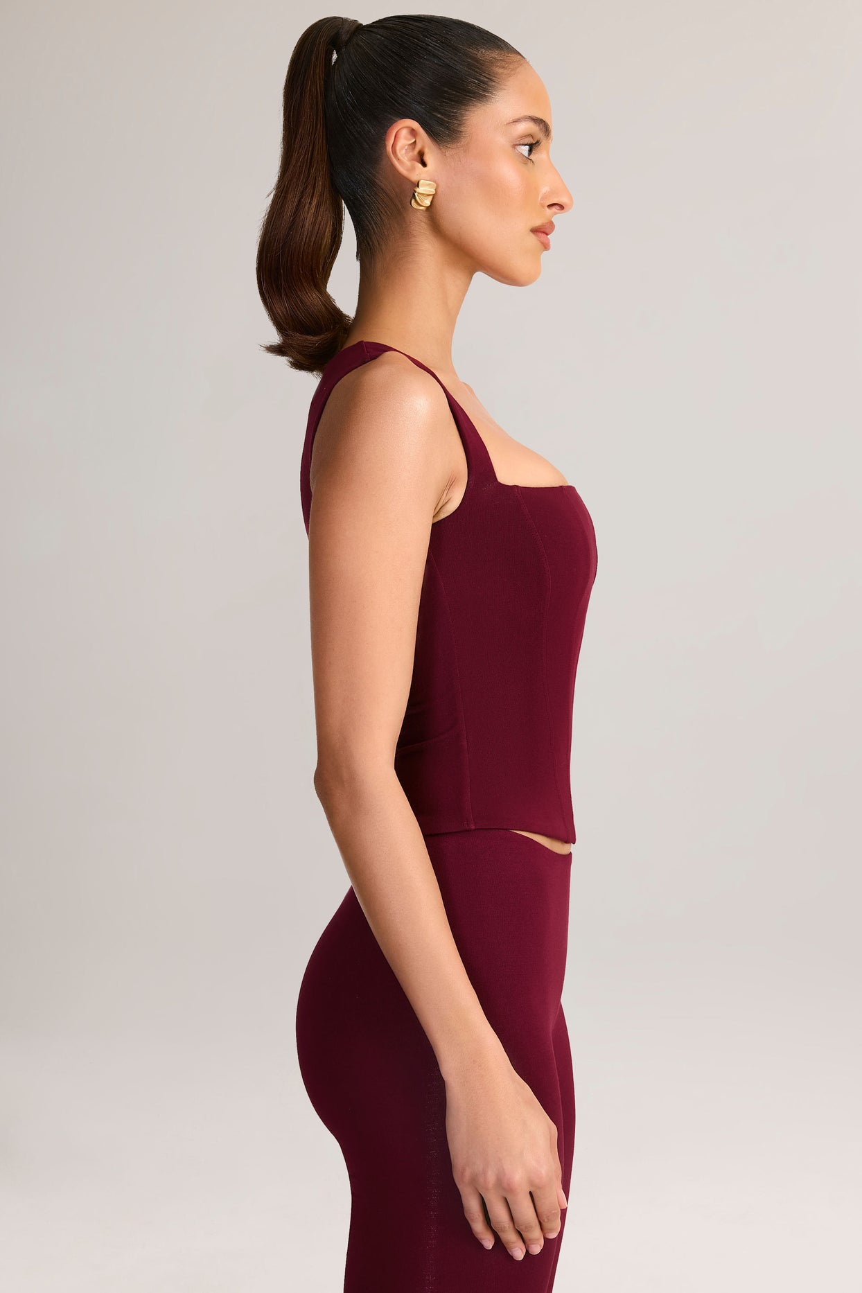 Modal Square-Neck Top in Wine - 4
