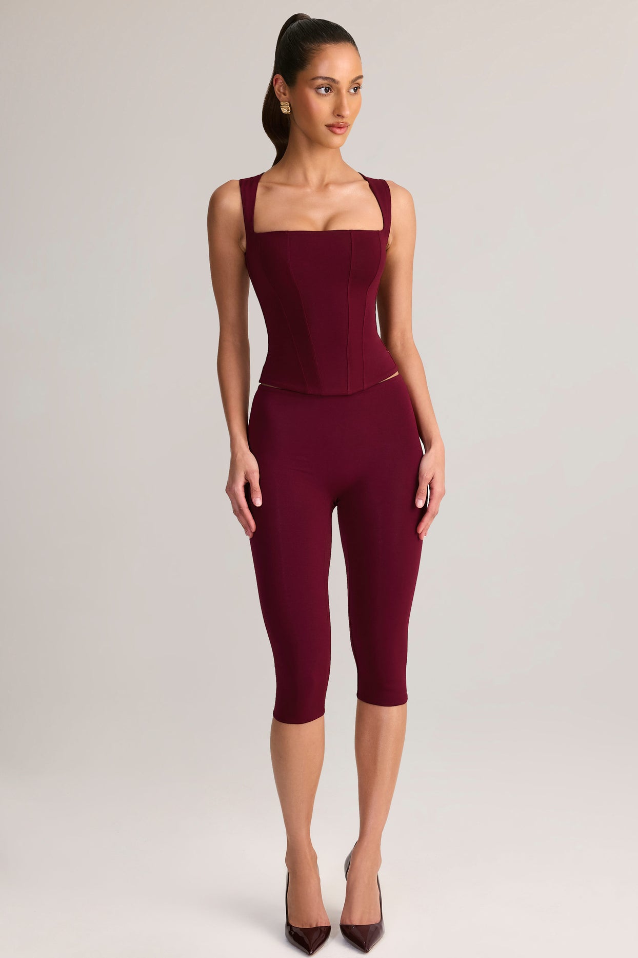 Modal Square-Neck Top in Wine - 7