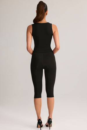 Modal Mid-Rise Capri Leggings in Black