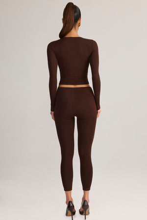 Modal Mid-Rise Leggings in Chocolate Brown