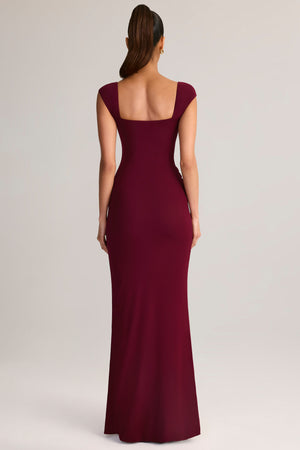 Modal Sweetheart-Neck Maxi Dress in Wine