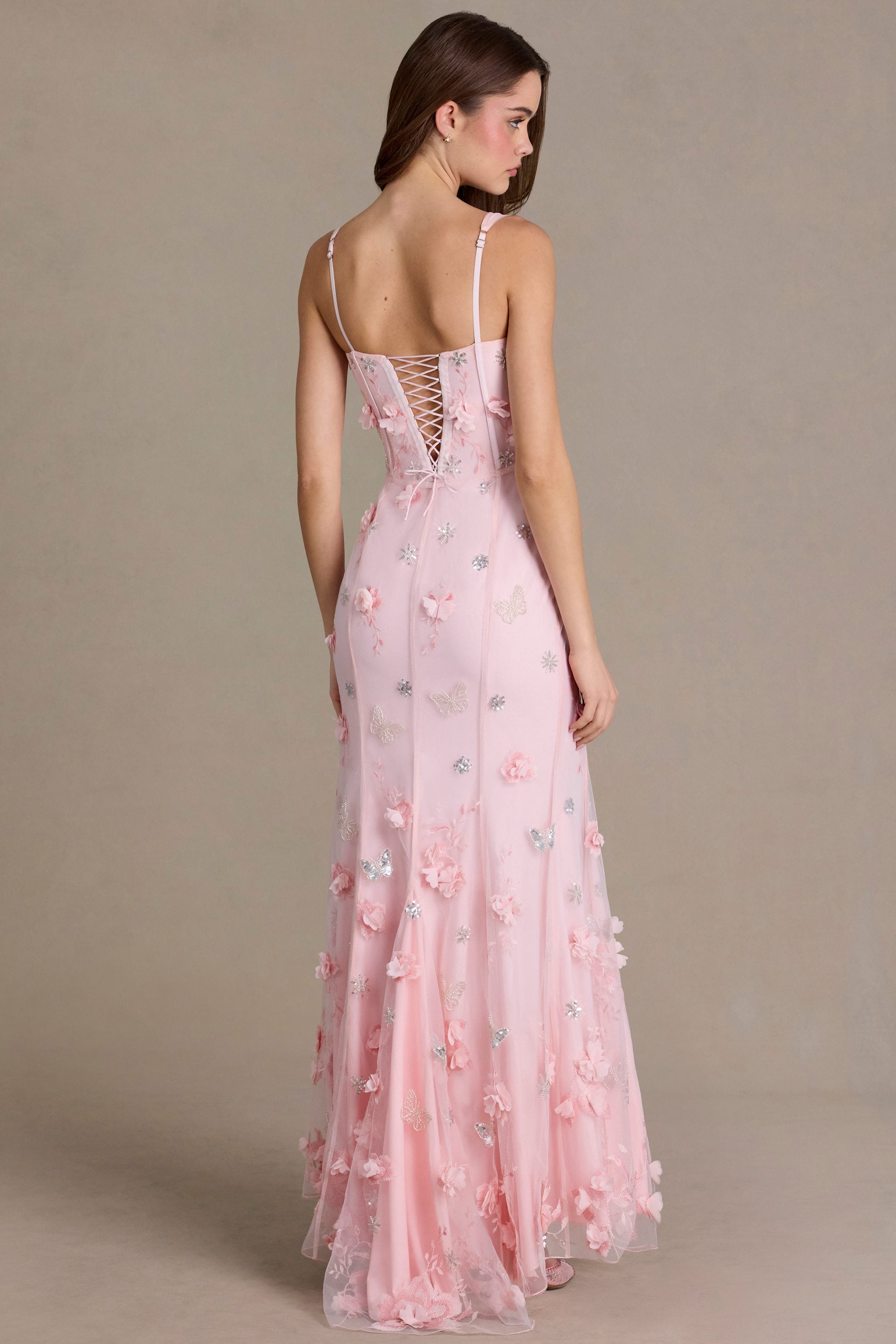 Embellished Corset Gown in Baby Pink - 2