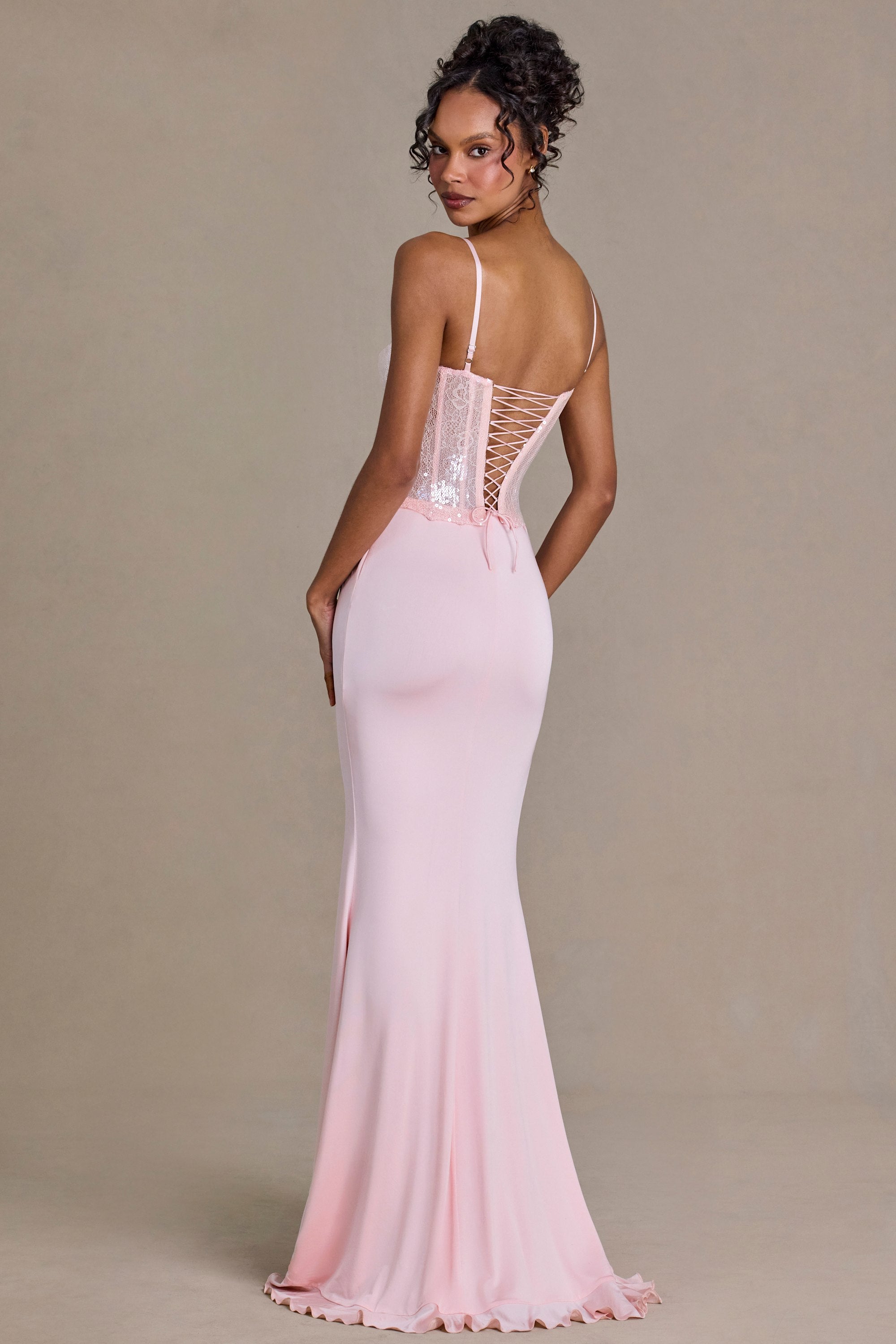 Embellished Lace Corset Gown in Blossom - 2