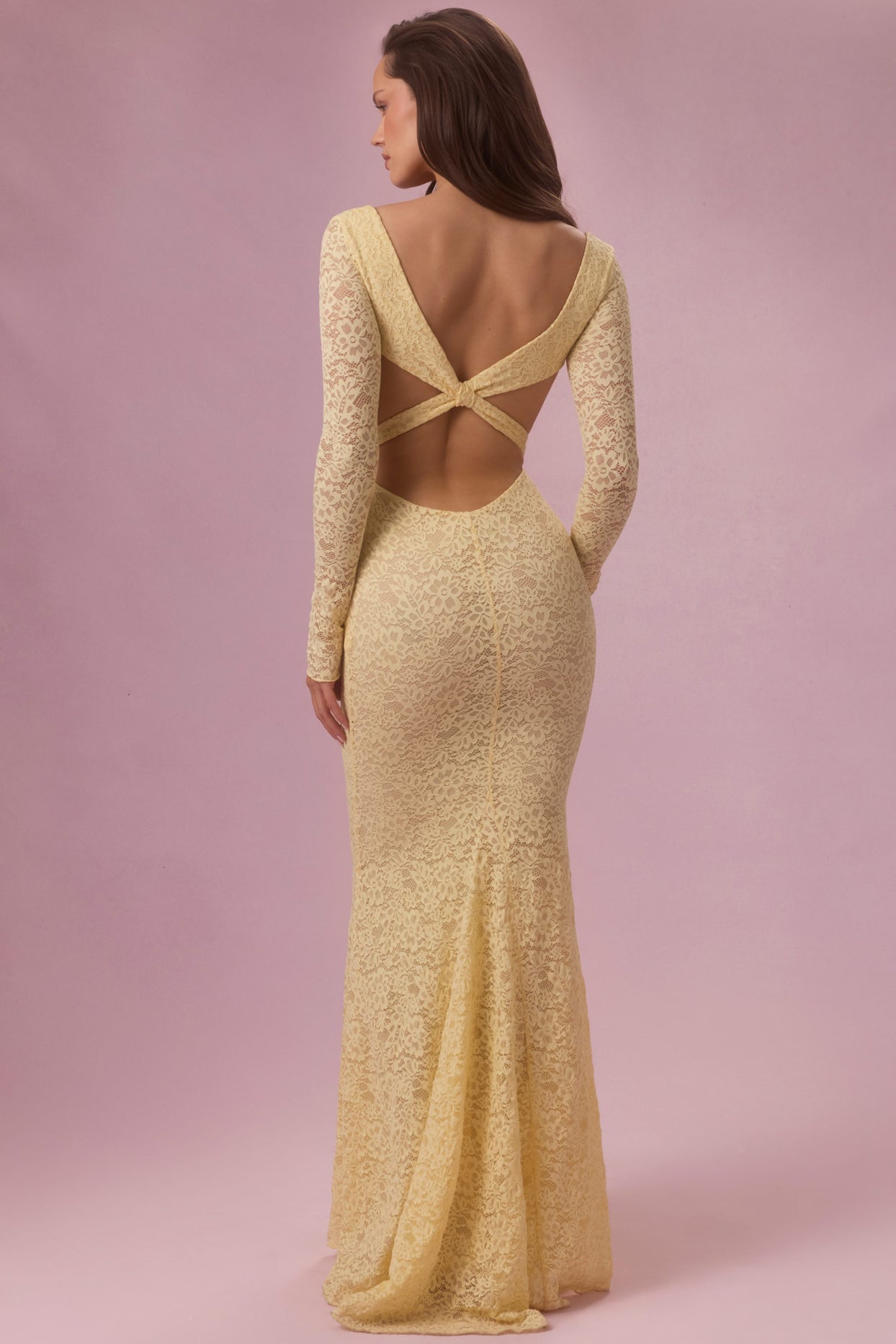 Lace Long-Sleeve Maxi Dress in Butter - 5