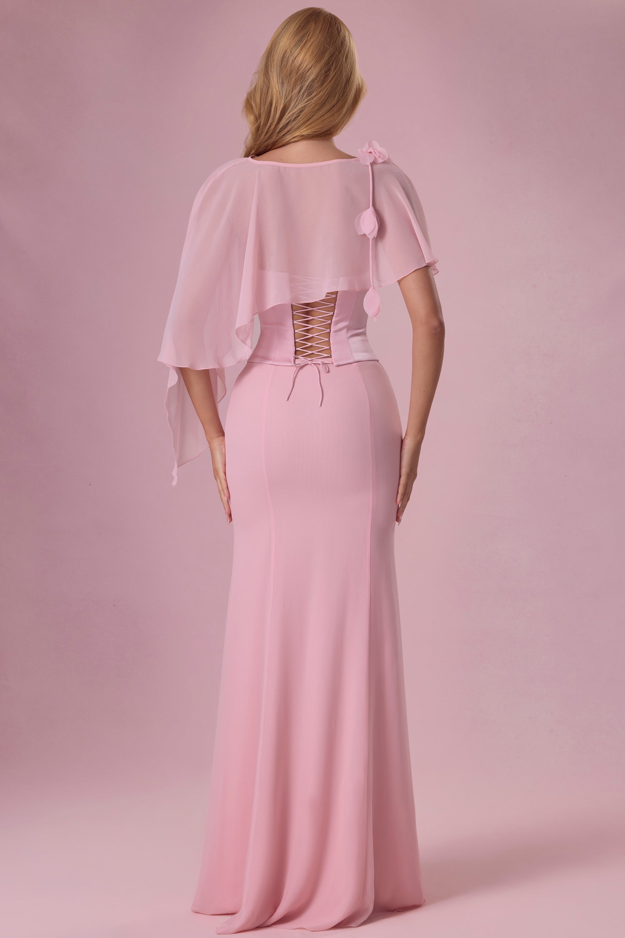 Chiffon Cape in Blush Pink