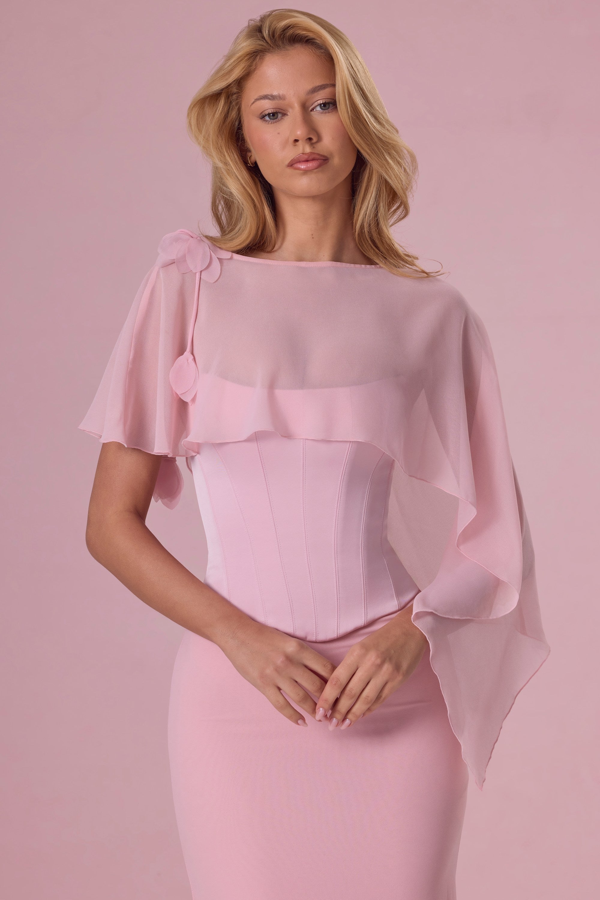 Chiffon Cape in Blush Pink