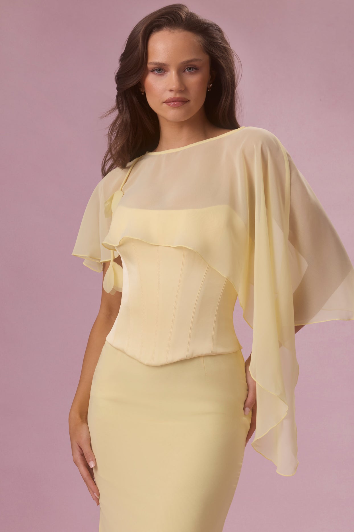 Chiffon Cape in Butter - 5