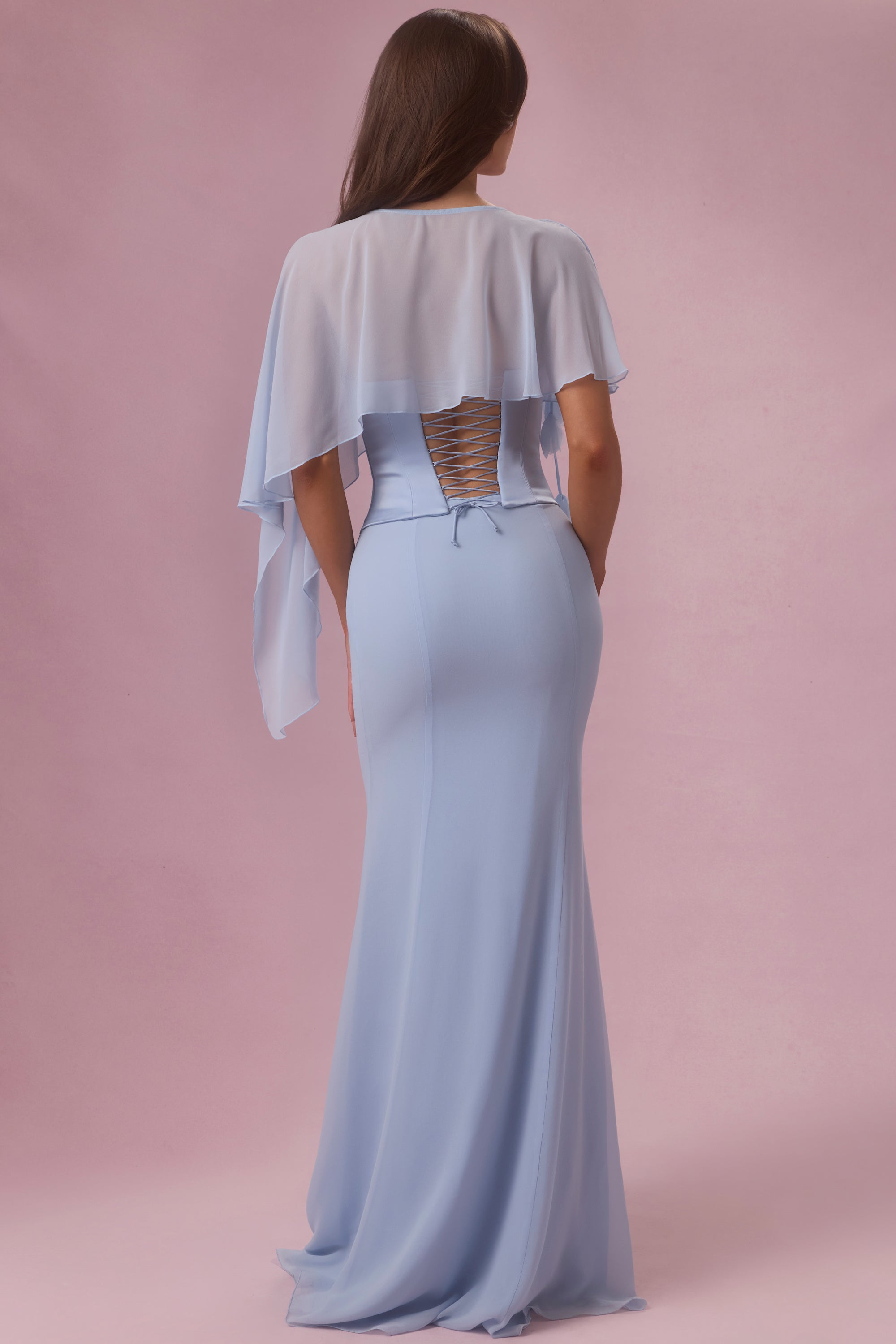Chiffon Cape in Sky Blue