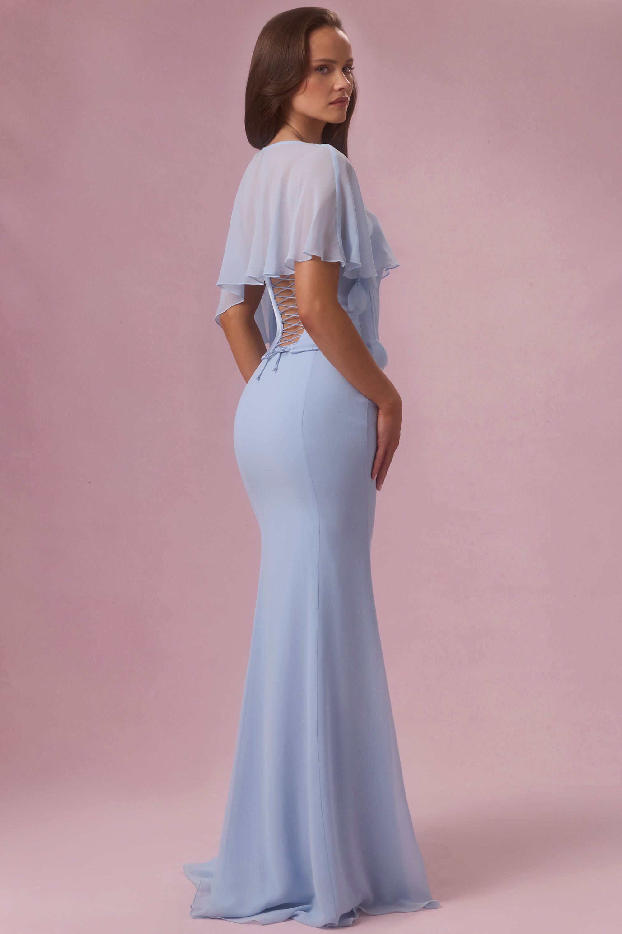 Chiffon Cape in Sky Blue