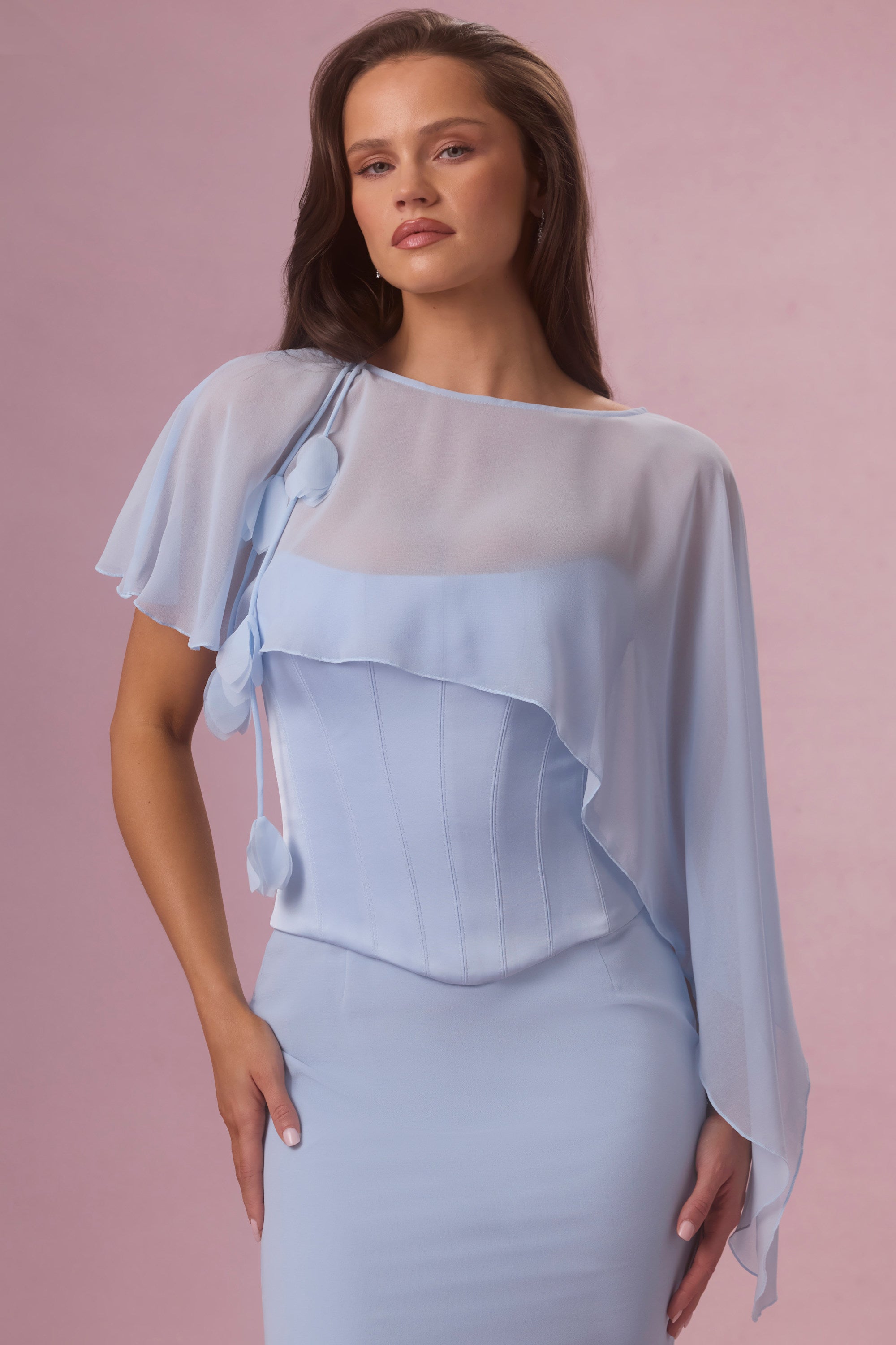 Chiffon Cape in Sky Blue