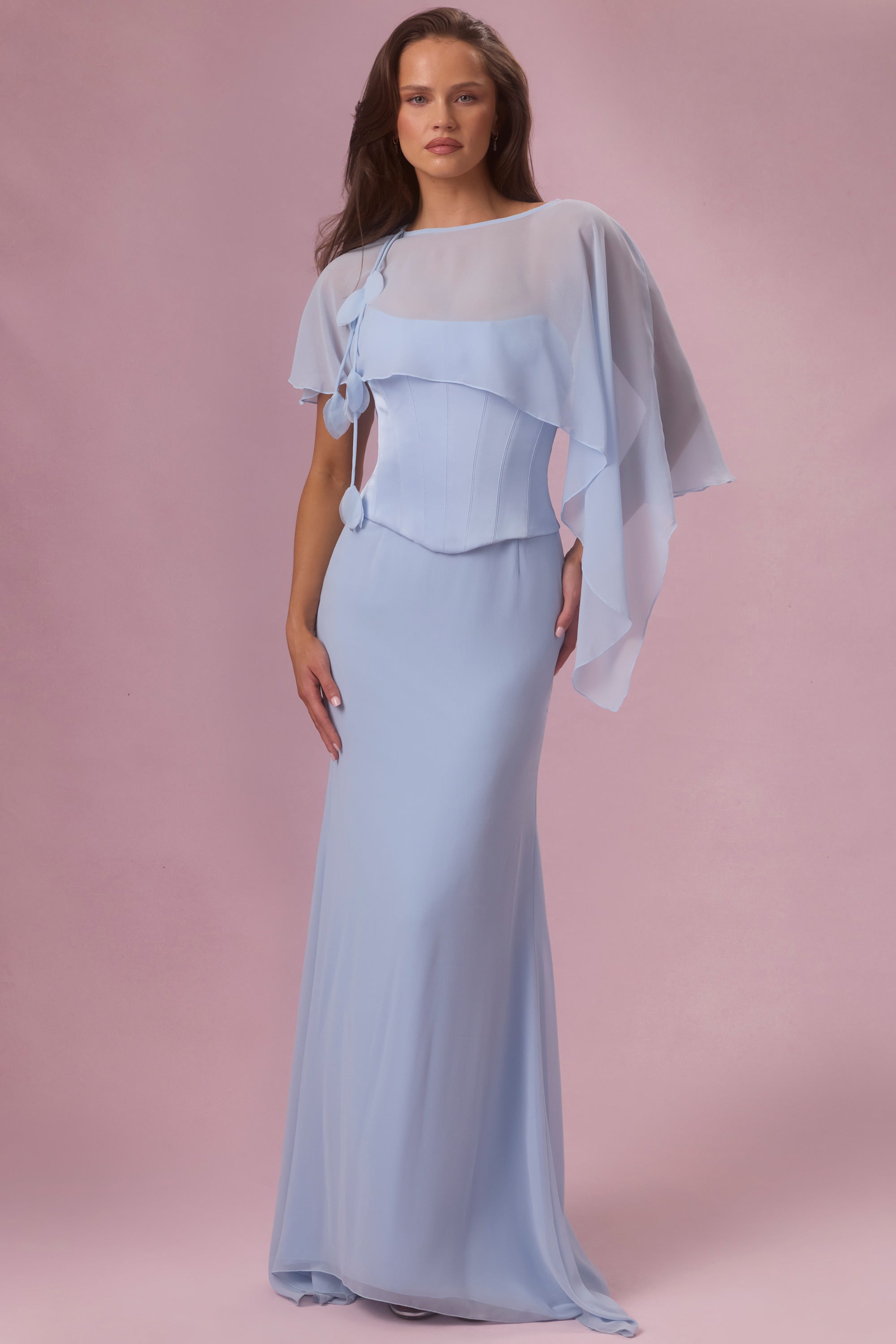 Chiffon Cape in Sky Blue