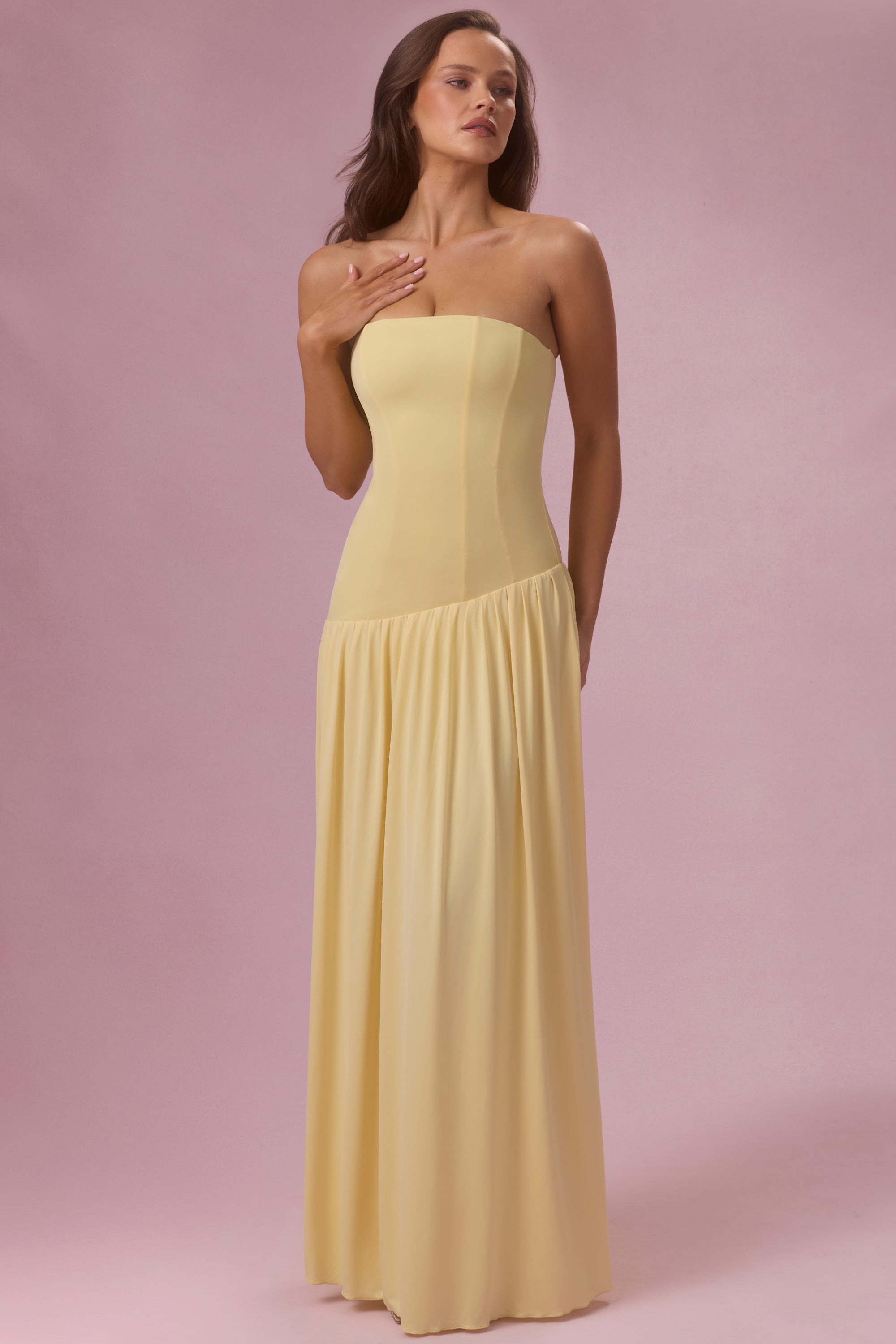 Jersey Strapless Gown in Butter