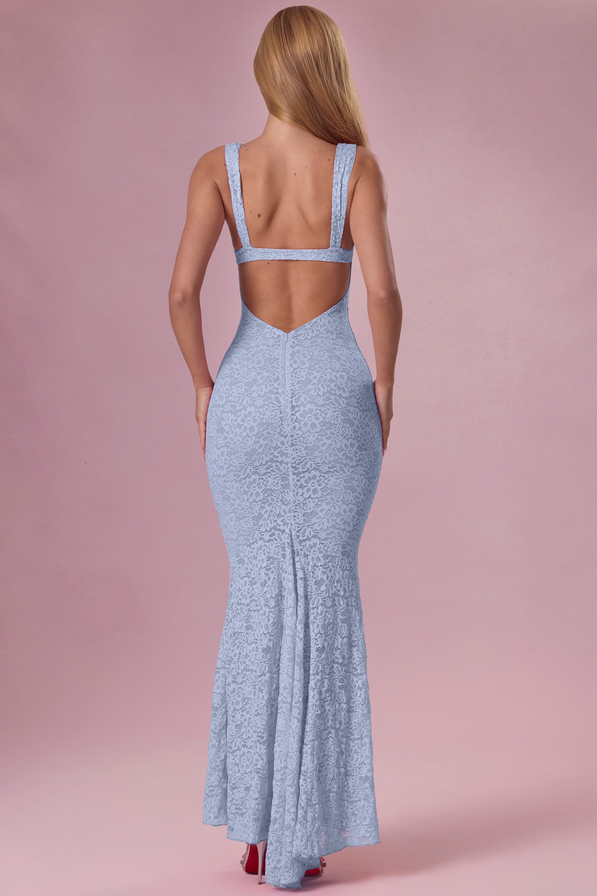 Lace Sweetheart-Neck Gown in Sky Blue