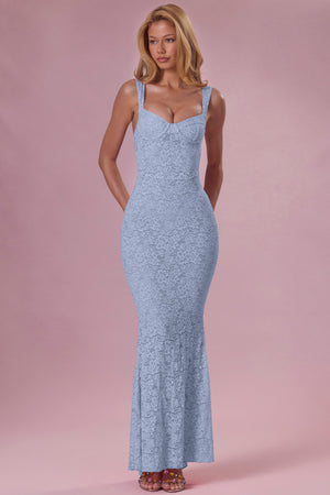 Lillienne Premium Lace Sweetheart-Neck Gown in Powder Blue