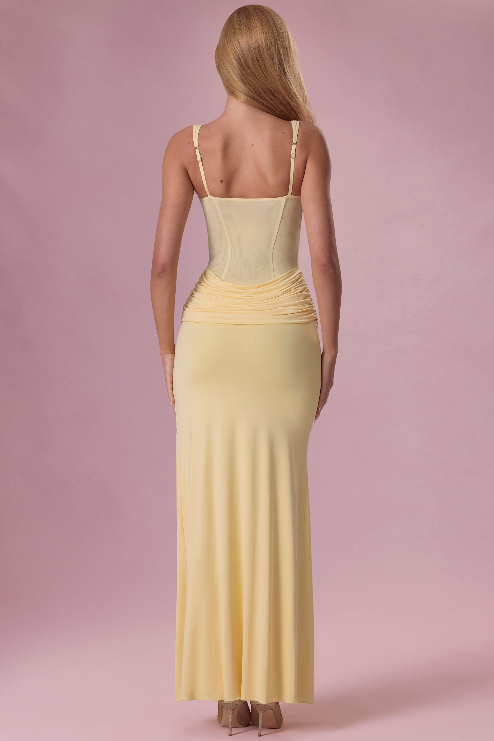 Mesh Draped Bridesmaid Dress in Butter