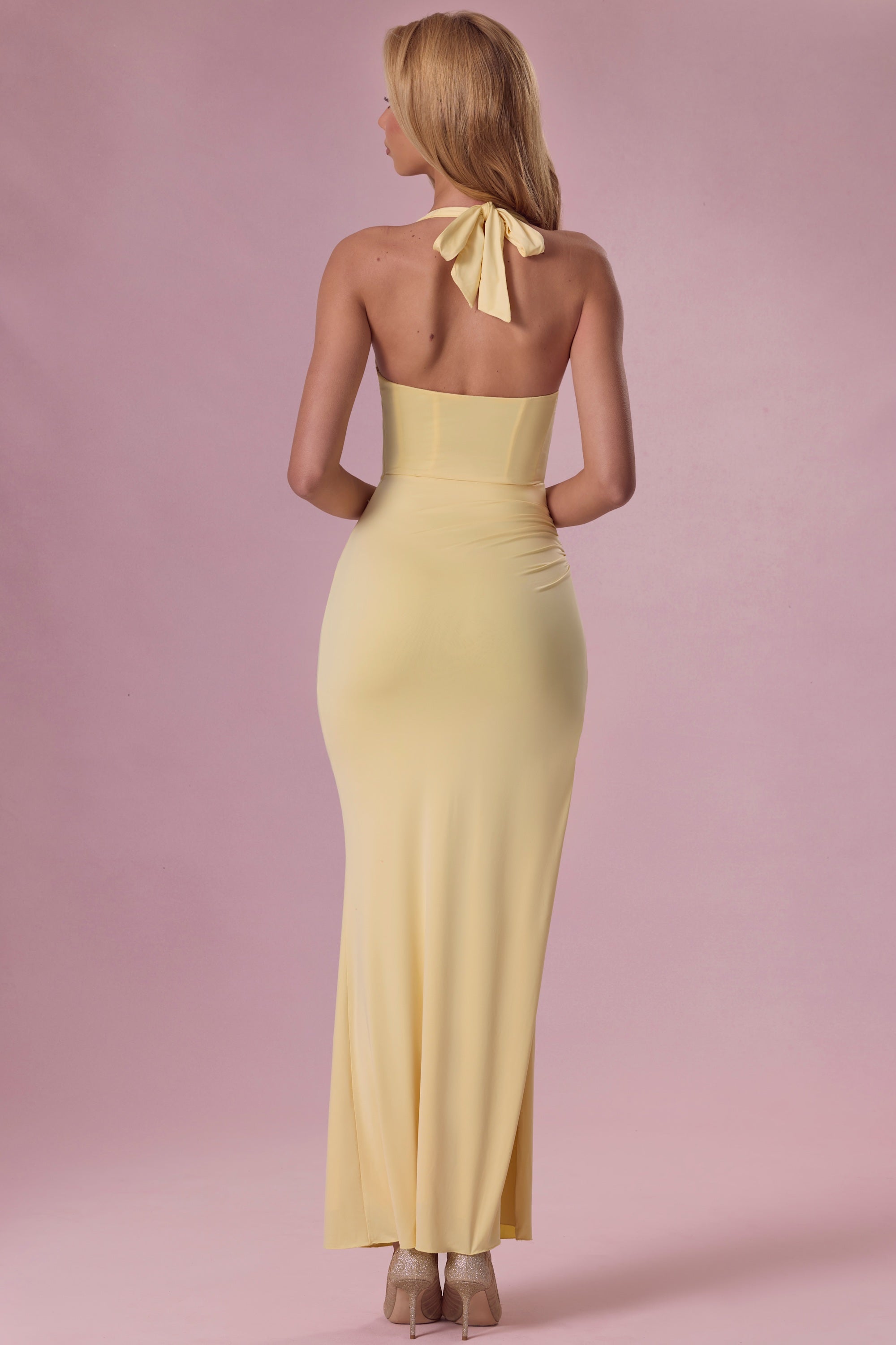 Jersey Corset Bridesmaid Dress in Butter Yellow