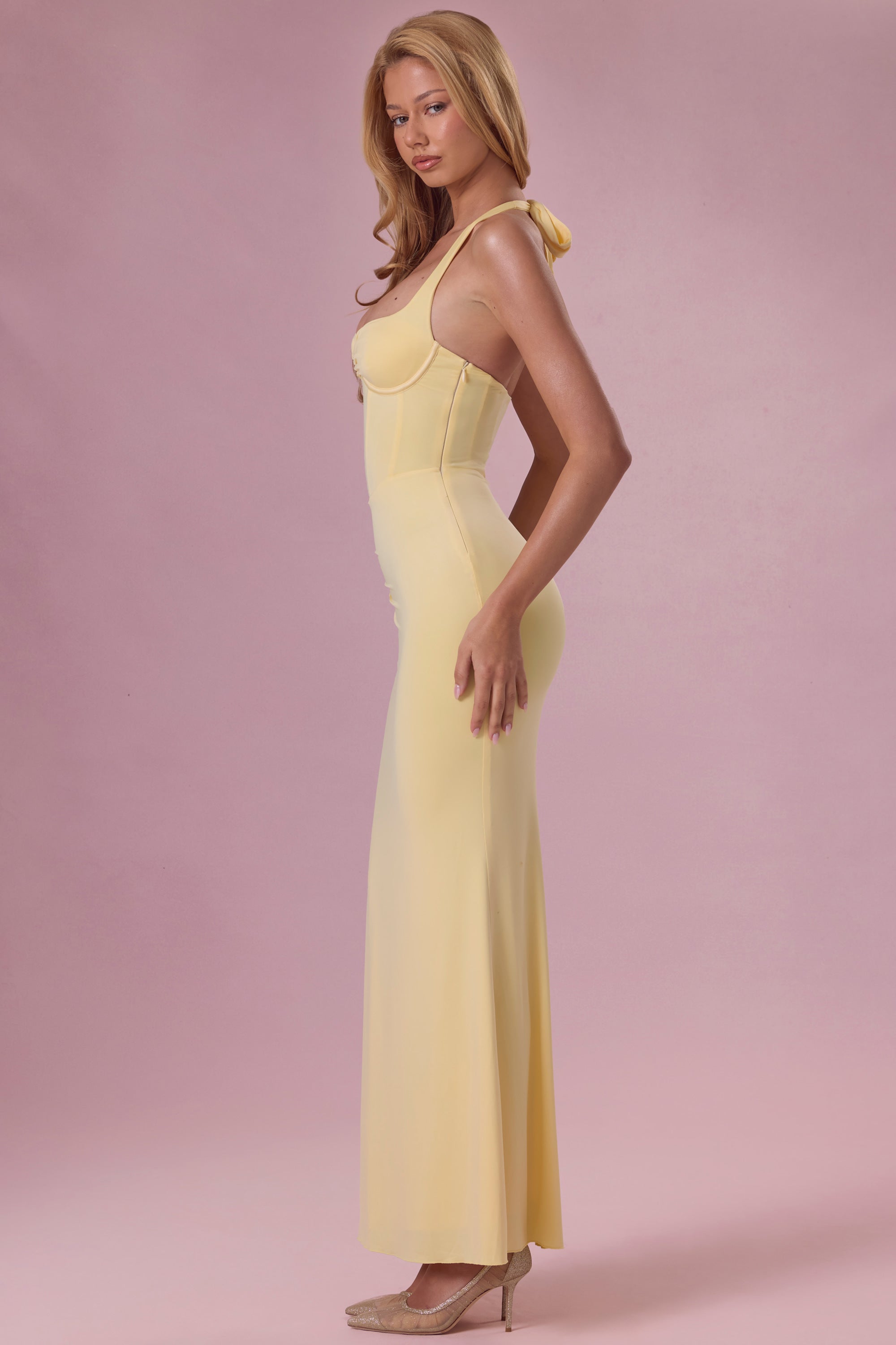 Jersey Corset Bridesmaid Dress in Butter Yellow