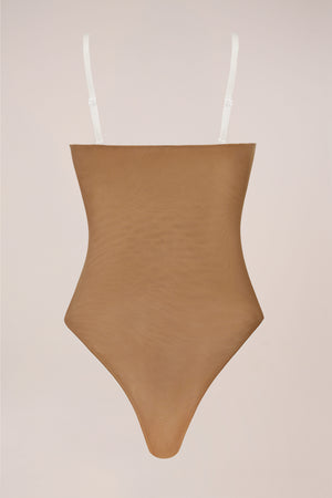 Strapless Bodysuit in Almond