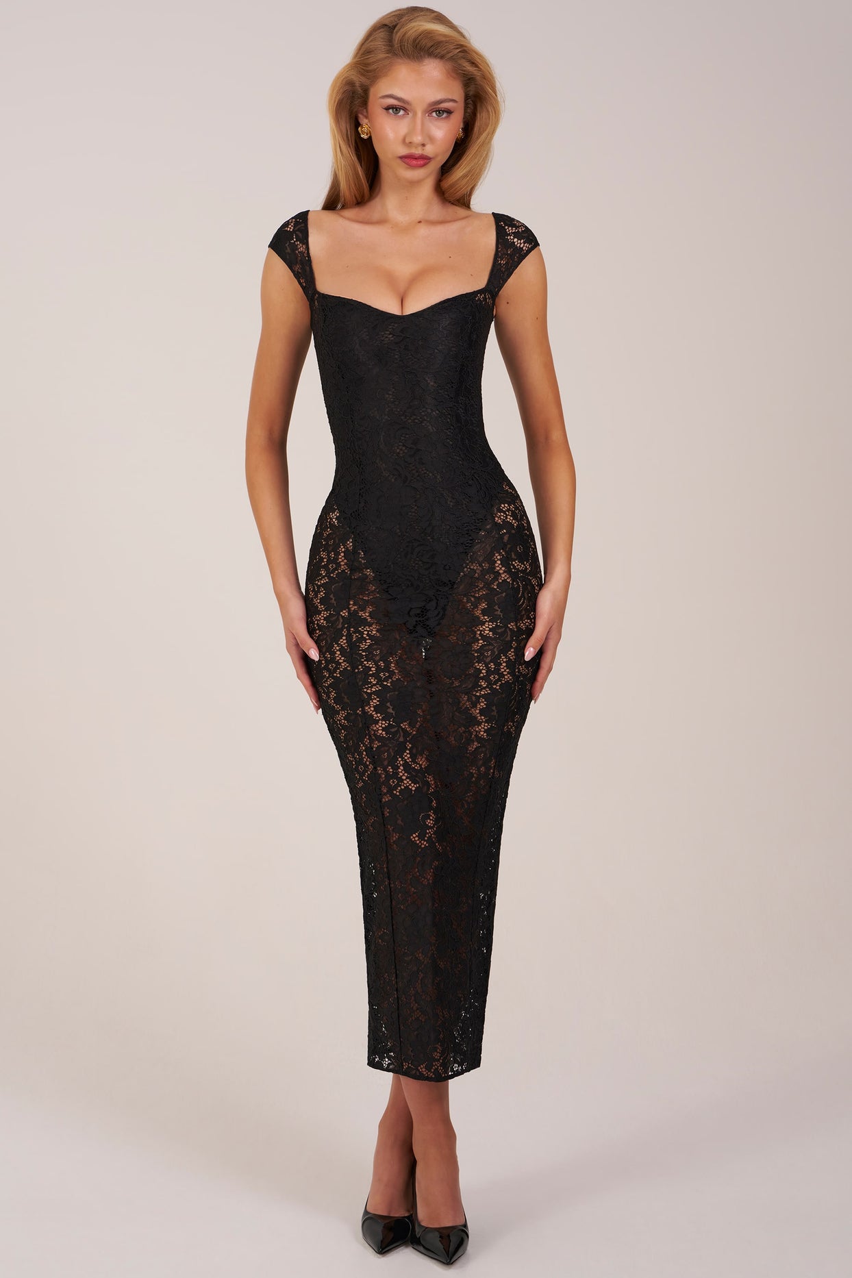 Sweetheart-Neck Maxi Dress in Black - 8