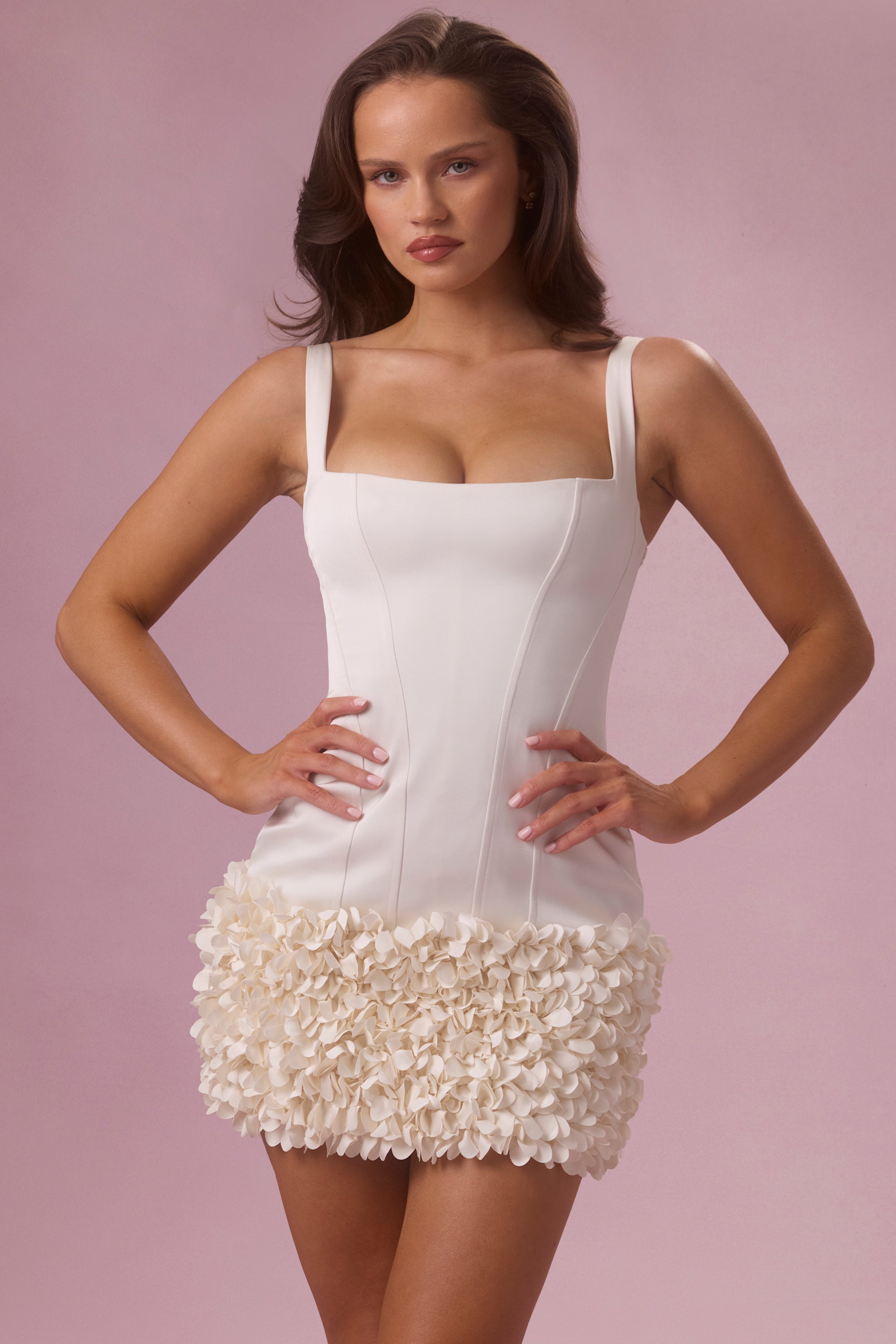 Satin Mini Dress in Pearl