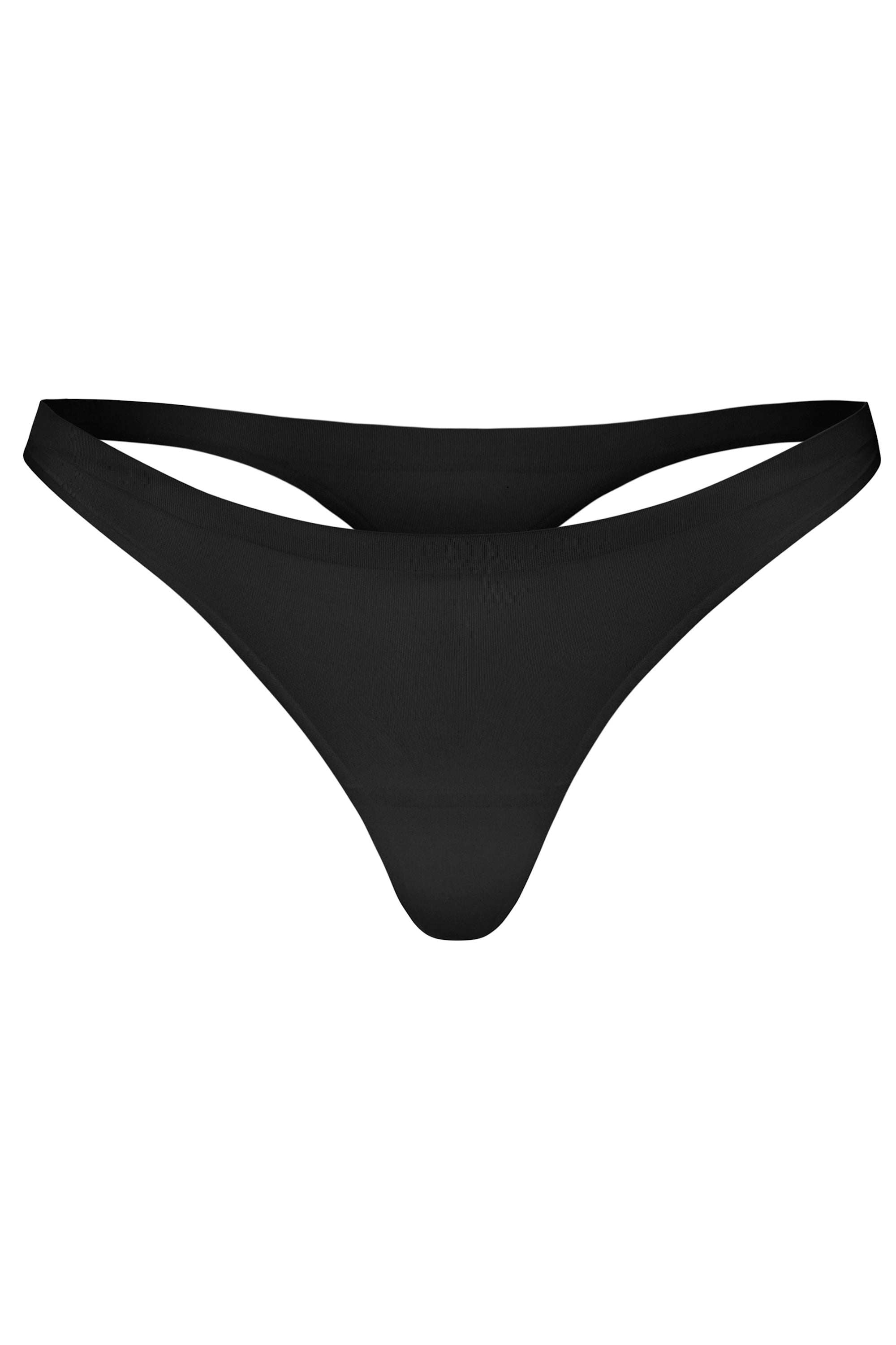 Seamless Knit Thong in Black - 1
