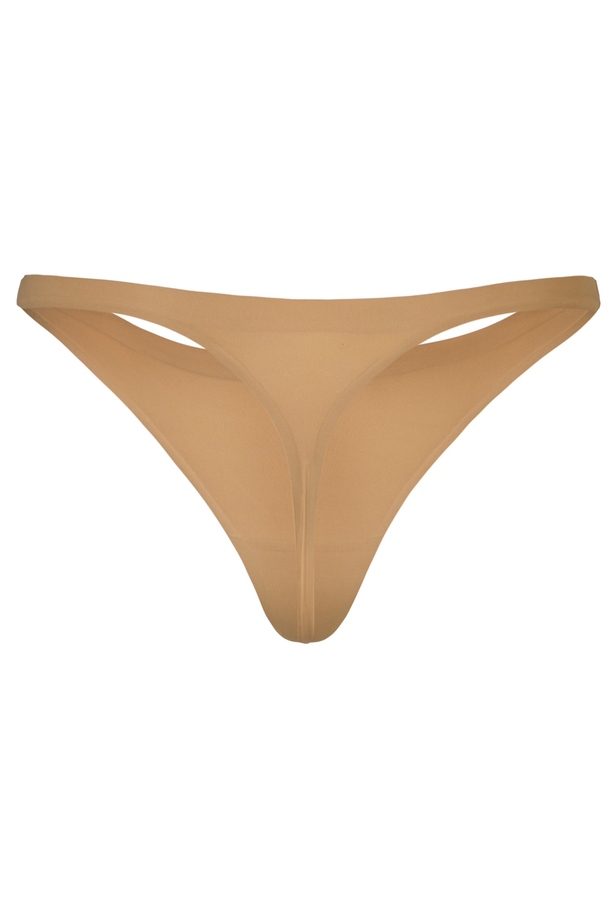 Seamless Knit Thong in Caramel - 2